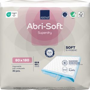 Aleze pentru protectie pat, hipoalergenice Abri Soft Superdry cu fixare, 80x180, absorbtie 1600 ml, 30 bucati, Abena