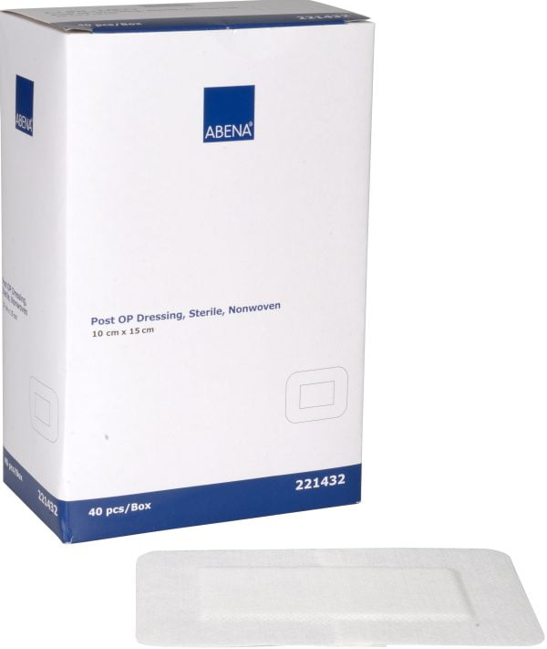 Plasture cu pansament post-operatoriu, ABENA, 10x15 cm, alb, steril