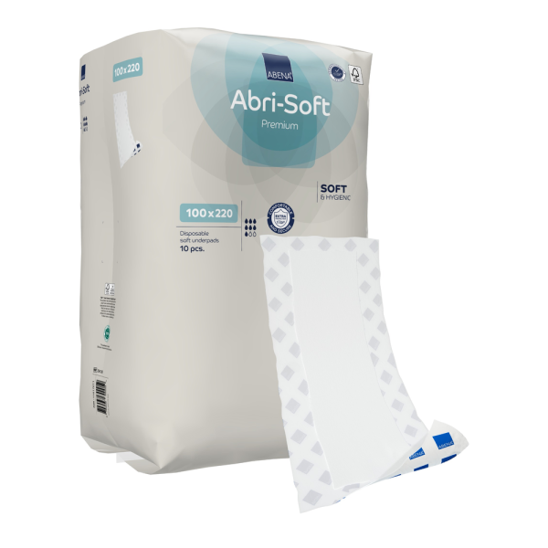 Aleze pentru protectie, de unica folosinta care permit manevrarea pacientului Abri Soft Premium 4500 ml – 220 x 100 cm - 10 bucati - Abena