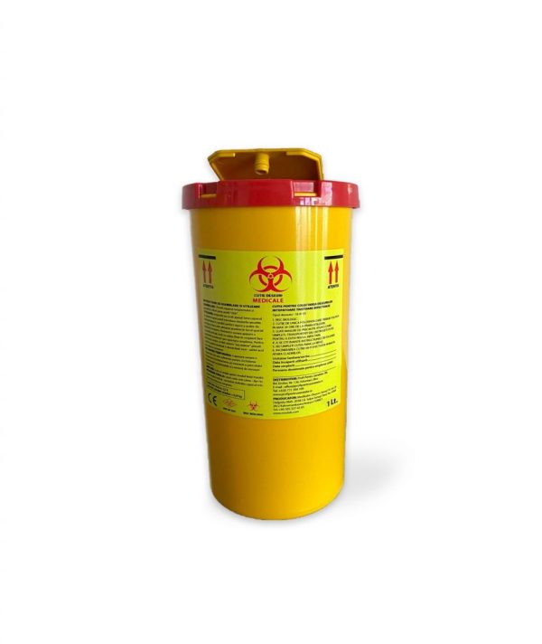 Container colectare deșeuri medicale 1 L – înțepătoare și ascuțite