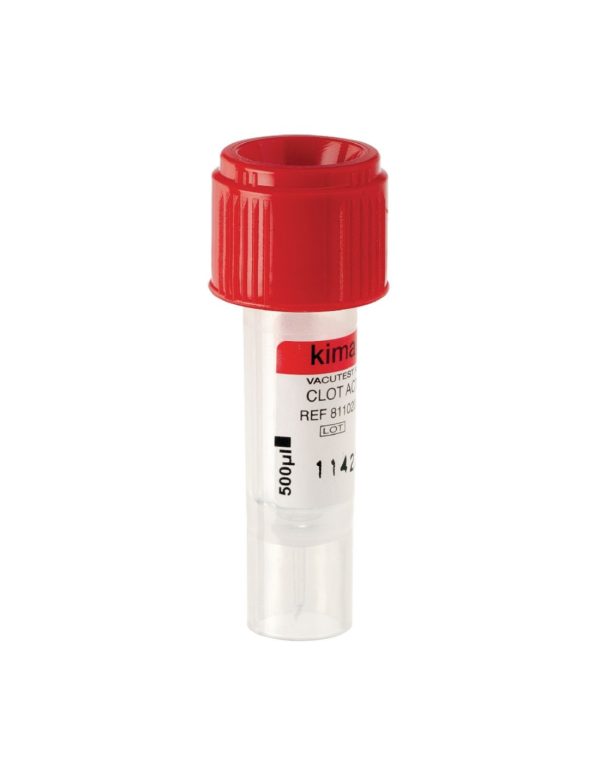 MICRO-eprubeta de biochimie cu clot activator capac roșu -500uL