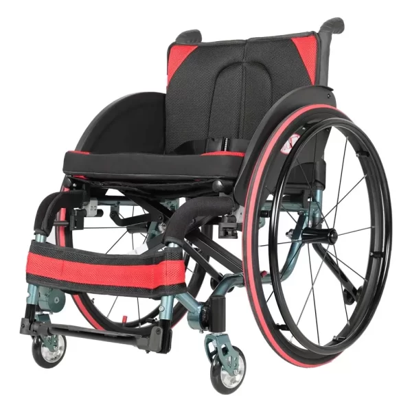 Cărucior cu rotile activ – cadru aluminiu, pliabil, sport, 136 kg