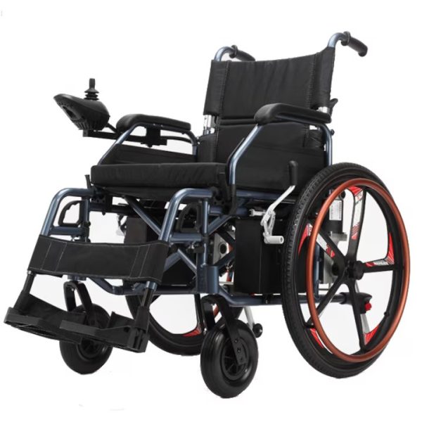 Cărucior electric pentru persoane cu dizabilități – aluminiu ușor, pliabil,sezut 46 cm