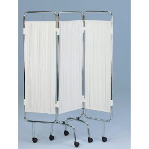 Paravan medical mobil din oțel cromat, 3 secțiuni