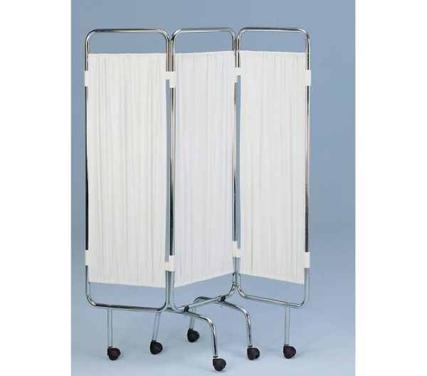 Paravan medical mobil din oțel cromat, 3 secțiuni