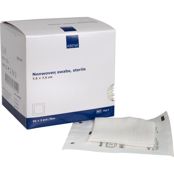 Comprese sterile ABENA, netesute, 7,5x7,5 cm, 4 straturi, 100 buc (50x2), fără latex