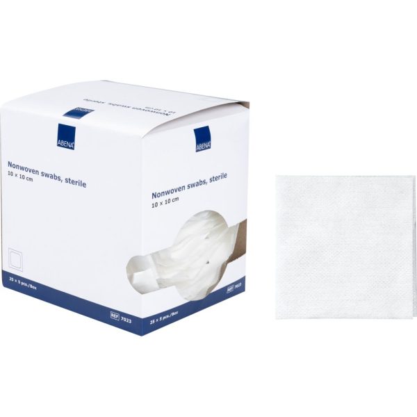 Comprese sterile ABENA netesute, 10x10 cm, 4 straturi, 125 buc (25x5), fără latex